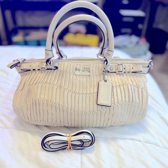 Coach Handbags - Preloved Coach Madison Cream Satchel